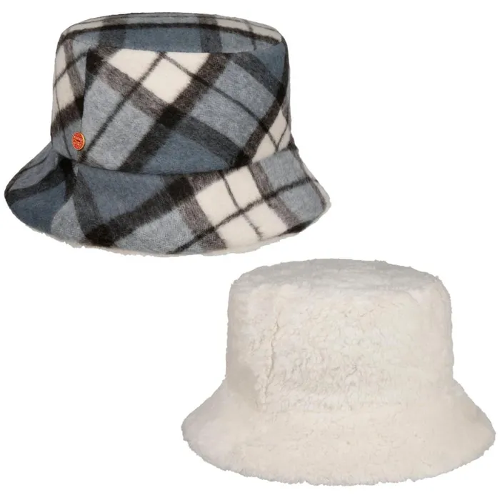 Women Bucket Hats Mayser Doriet Check Bucket Reversible Hat Blue