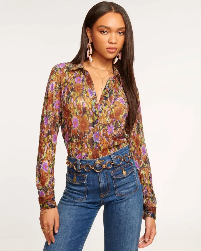 Women Capucine Button Down Top Autumn Flower Ramy Brook Tops