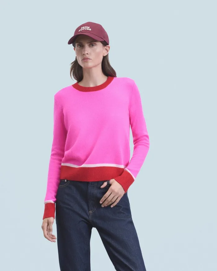 Women Cashmere Sweaters From Future Lightweight Contrast TwoTone Crewneck Sweater Utopic Pink Women Cashmere Sweaters From Future Lightweight Contrast TwoTone Crewneck Sweater Utopic Pink