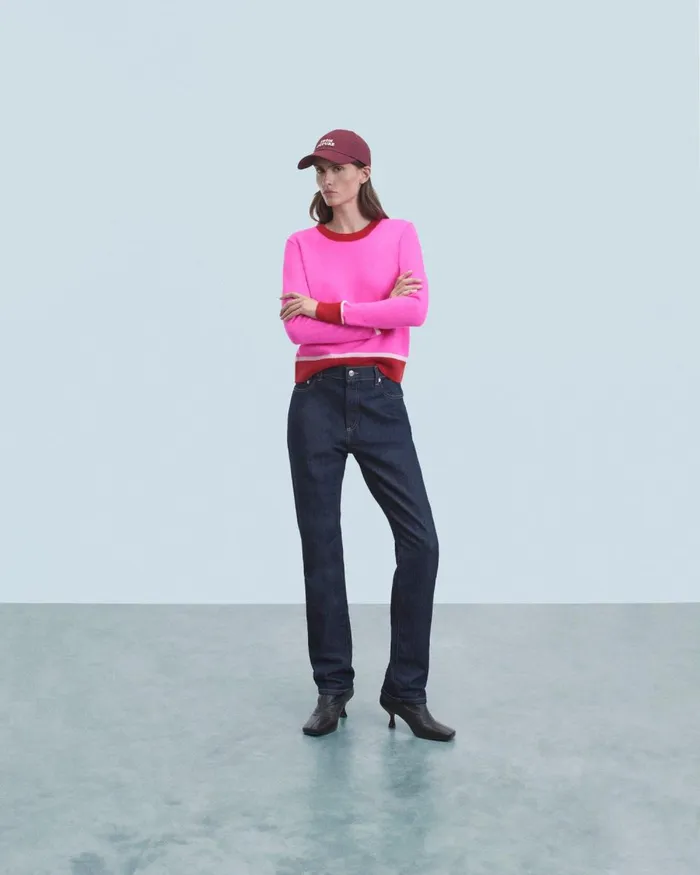 Women Cashmere Sweaters From Future Lightweight Contrast TwoTone Crewneck Sweater Utopic Pink