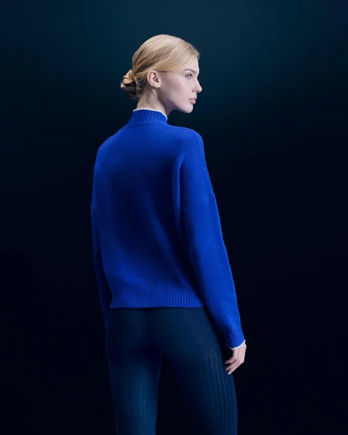 Women Cashmere Sweaters From Future Winter Sports Mock Neck Sweater Popblue