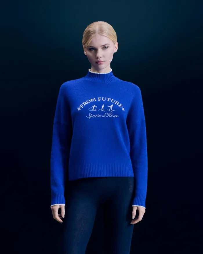 Women Cashmere Sweaters From Future Winter Sports Mock Neck Sweater Popblue