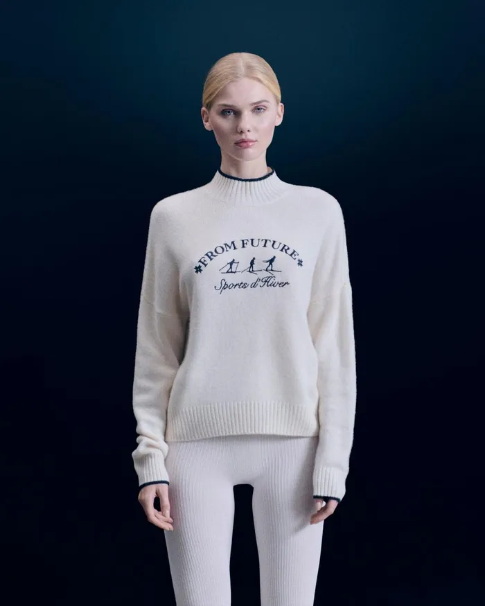 Women Cashmere Sweaters From Future Winter Sports Mock Neck Sweater White