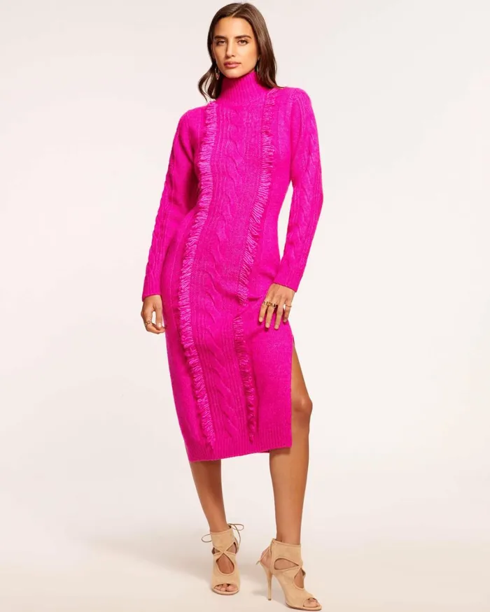 Women Charlee Sweater Midi Dress Electric Pink Ramy Brook Dresses Women Charlee Sweater Midi Dress Electric Pink Ramy Brook Dresses