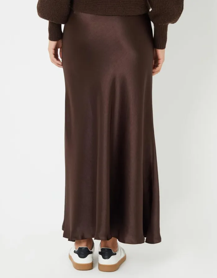 Women Chocolate Brown Maxi Satin Slip Skirt Threadbare Skirts Women Chocolate Brown Maxi Satin Slip Skirt Threadbare Skirts