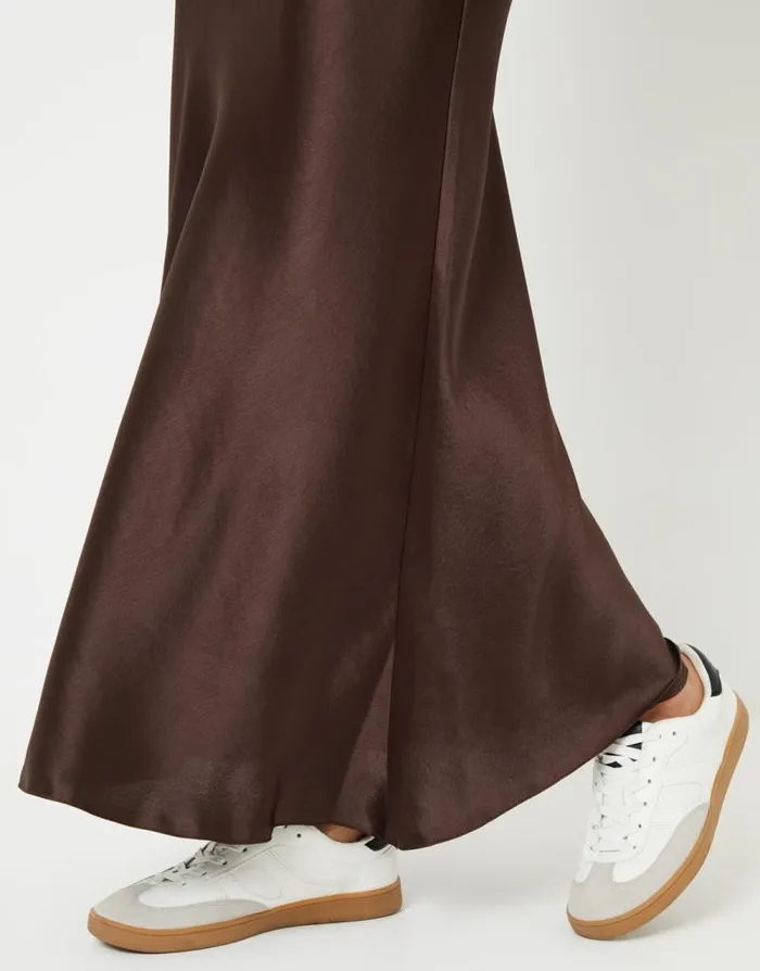 Women Chocolate Brown Maxi Satin Slip Skirt Threadbare Skirts Women Chocolate Brown Maxi Satin Slip Skirt Threadbare Skirts