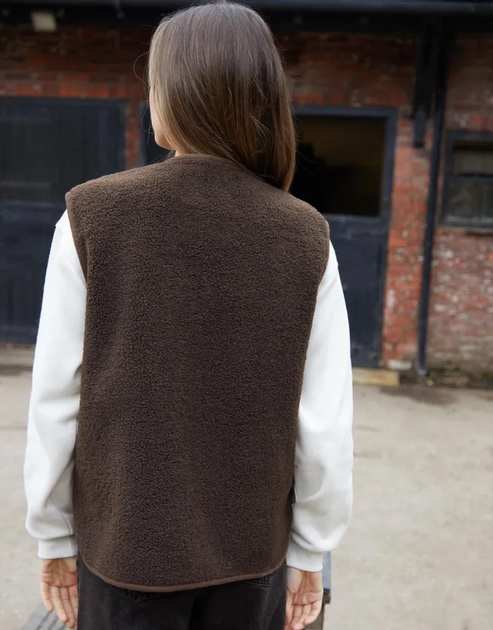 Women Chocolate Toggle Fleece Borg Gilet Threadbare Jackets Women Chocolate Toggle Fleece Borg Gilet Threadbare Jackets