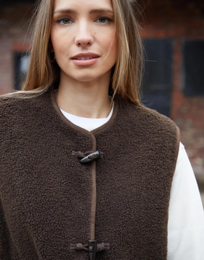 Women Chocolate Toggle Fleece Borg Gilet Threadbare Jackets Women Chocolate Toggle Fleece Borg Gilet Threadbare Jackets