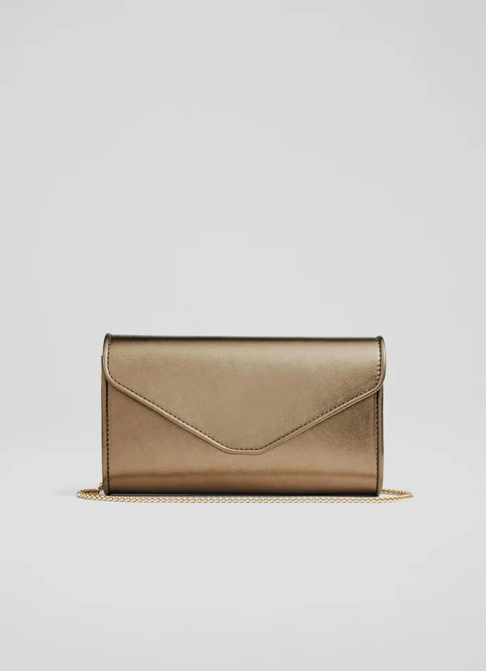 Women Clutch Bags LKBennett Dominica Copper Chain Clutch Bag