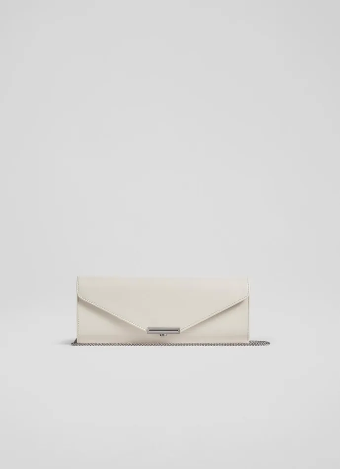 Women Clutch Bags LKBennett Lucille Cream Leather Clutch Bag