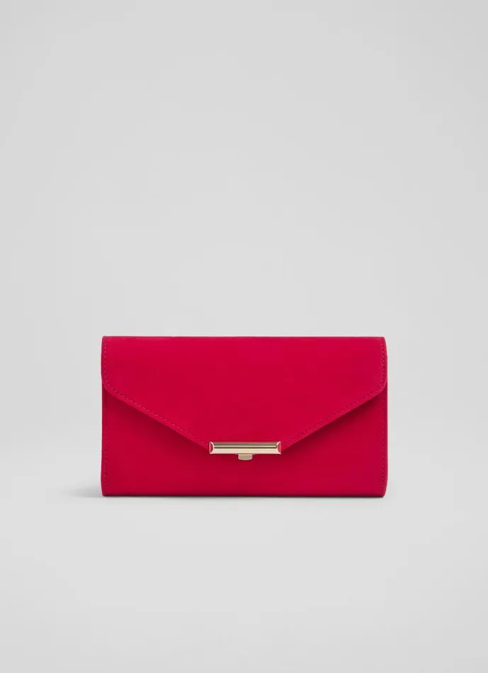 Women Clutch Bags LKBennett Lucy Roca Red Suede Clutch