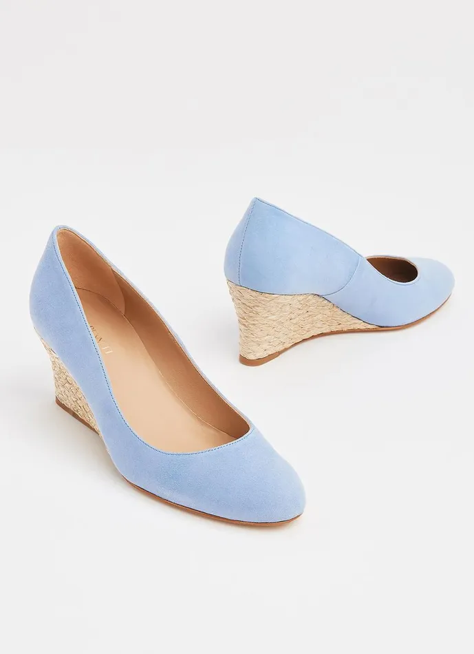 Women Court Shoes LKBennett Eevi Pale Blue Suede Espadrille Wedges Blue Women Court Shoes LKBennett Eevi Pale Blue Suede Espadrille Wedges Blue