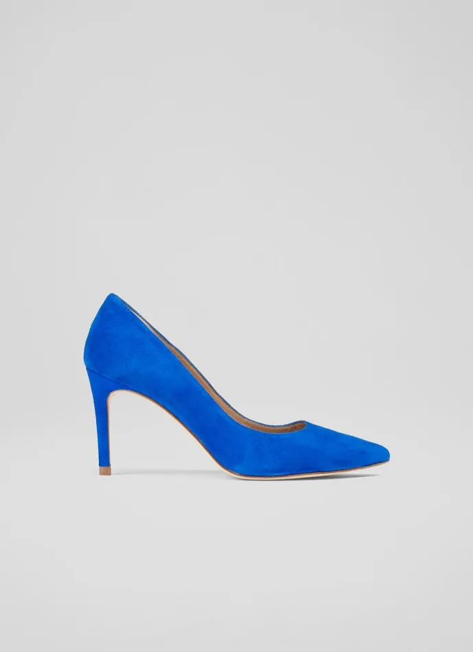 Women Court Shoes LKBennett Floret Blue Suede Pointed Toe Courts Blue