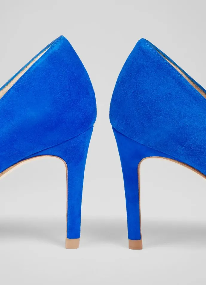 Women Court Shoes LKBennett Floret Blue Suede Pointed Toe Courts Blue Women Court Shoes LKBennett Floret Blue Suede Pointed Toe Courts Blue