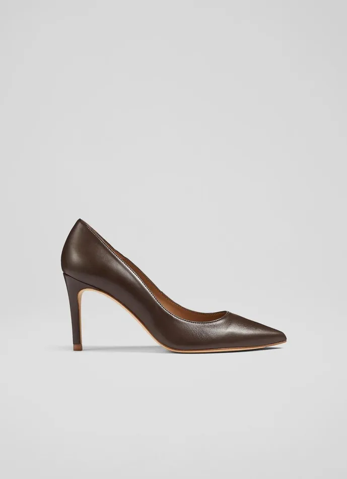 Women Court Shoes LKBennett Floret Nude 5 Leather Pointed Courts Brown