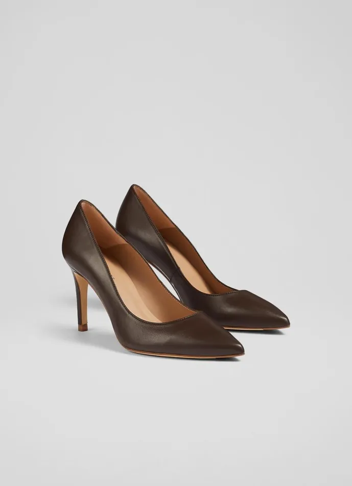 Women Court Shoes LKBennett Floret Nude 5 Leather Pointed Courts Brown Women Court Shoes LKBennett Floret Nude 5 Leather Pointed Courts Brown