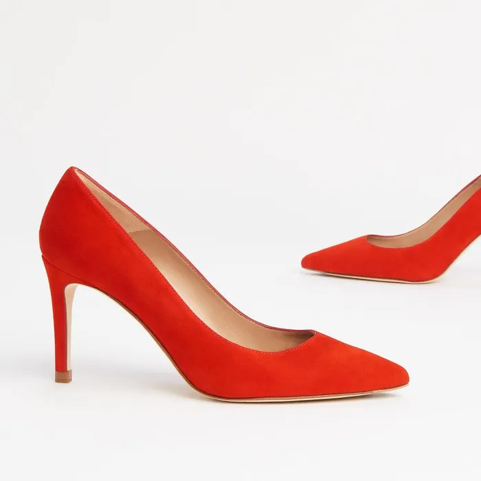 Women Court Shoes LKBennett Floret Scarlet Red Suede Pointed Toe Courts Red Women Court Shoes LKBennett Floret Scarlet Red Suede Pointed Toe Courts Red