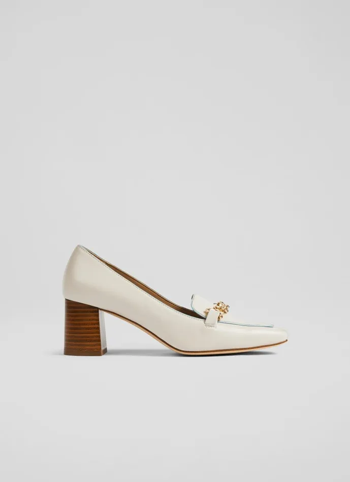 Women Court Shoes LKBennett Johanna Cream Leather Snaffle Detail Courts Cream