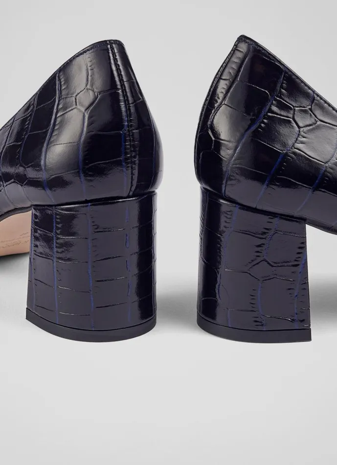 Women Court Shoes LKBennett Sally Navy CrocEffect Leather Courts Navy Women Court Shoes LKBennett Sally Navy CrocEffect Leather Courts Navy