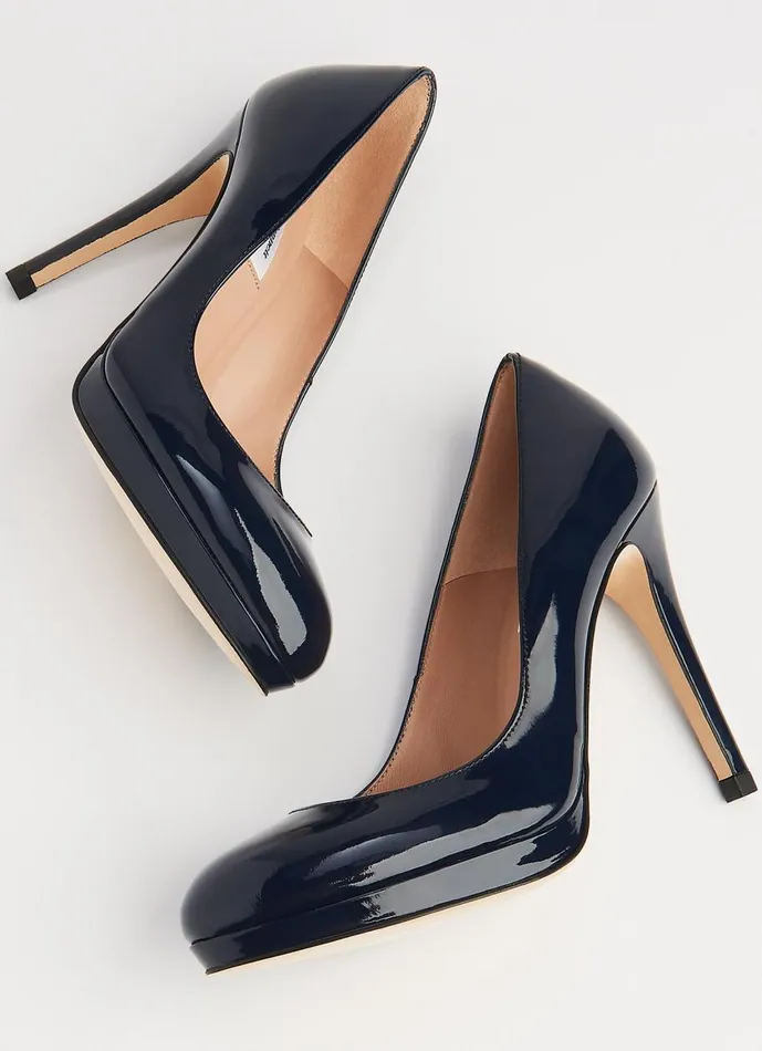 Women Court Shoes LKBennett Sledge Navy Patent Platform Courts Navy Blue Women Court Shoes LKBennett Sledge Navy Patent Platform Courts Navy Blue