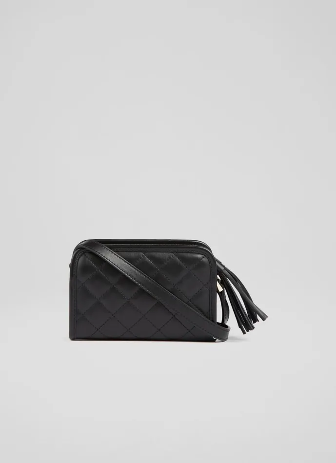Women CrossBody Bags LKBennett Emma Black Leather Quilted Crossbody Bag Women CrossBody Bags LKBennett Emma Black Leather Quilted Crossbody Bag