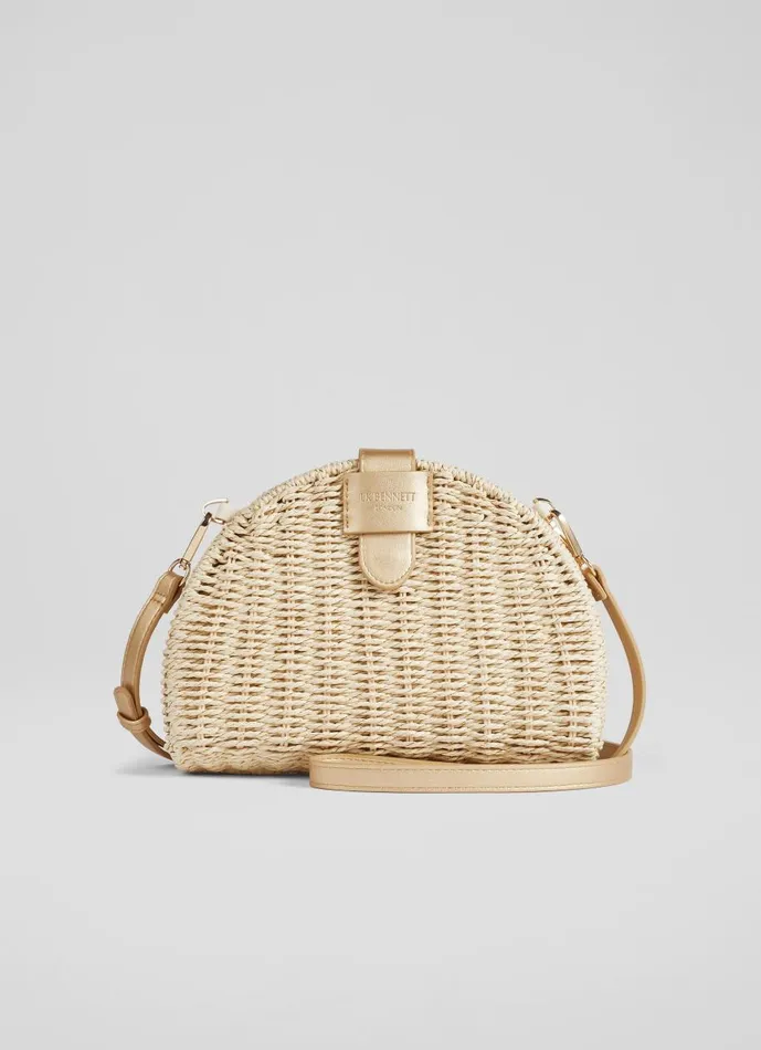 Women CrossBody Bags LKBennett Lorena Natural Wicker Shoulder Bag