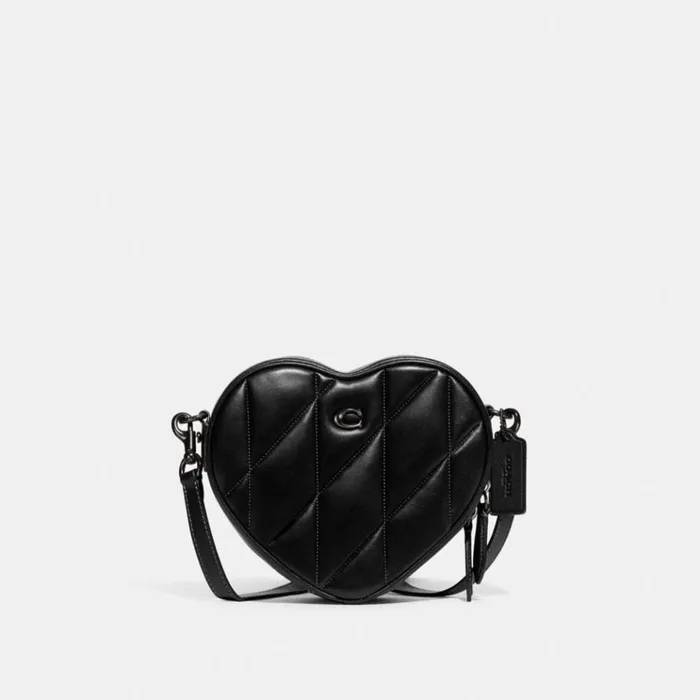 Women Crossbody Bags Coach Heart Crossbody With Quilting Pewterblack