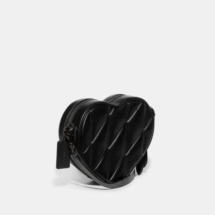 Women Crossbody Bags Coach Heart Crossbody With Quilting Pewterblack