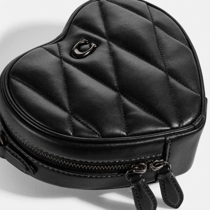 Women Crossbody Bags Coach Heart Crossbody With Quilting Pewterblack