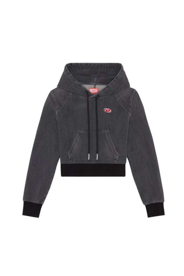 Women DAngy Track Denim Hoodie Blackdark Grey Diesel Sweaters Women DAngy Track Denim Hoodie Blackdark Grey Diesel Sweaters