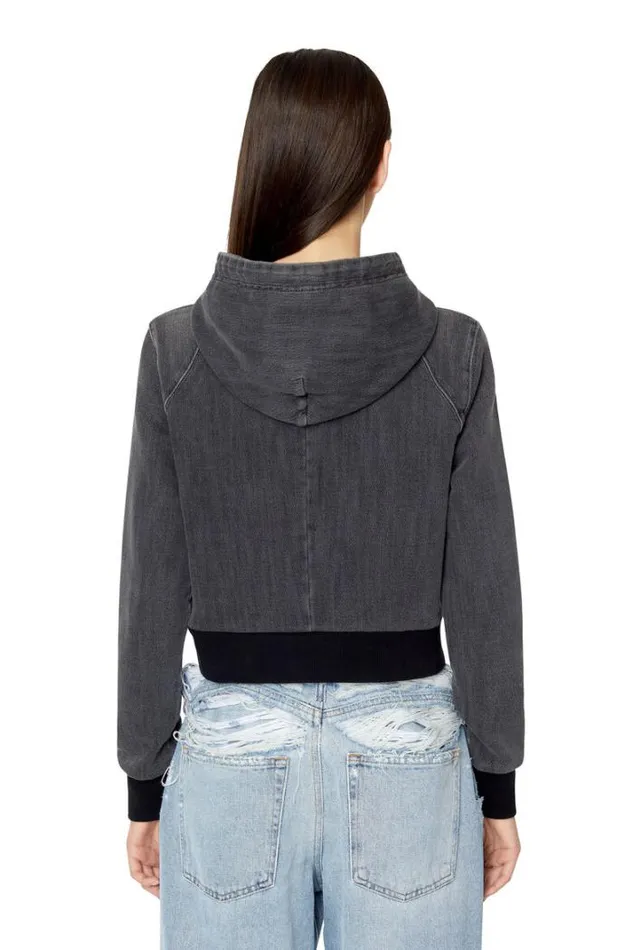 Women DAngy Track Denim Hoodie Blackdark Grey Diesel Sweaters Women DAngy Track Denim Hoodie Blackdark Grey Diesel Sweaters