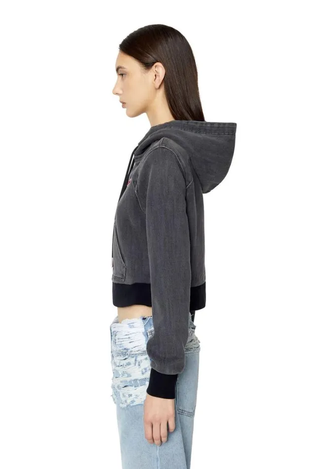 Women DAngy Track Denim Hoodie Blackdark Grey Diesel Sweaters Women DAngy Track Denim Hoodie Blackdark Grey Diesel Sweaters