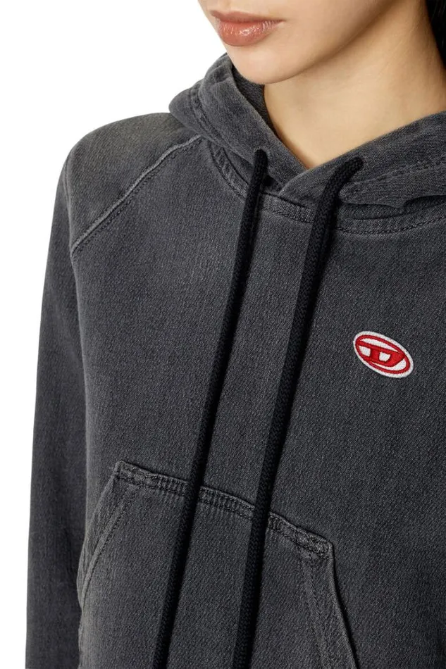 Women DAngy Track Denim Hoodie Blackdark Grey Diesel Sweaters Women DAngy Track Denim Hoodie Blackdark Grey Diesel Sweaters