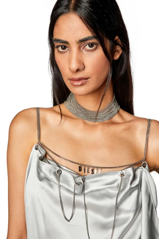 Women DChain Silver Diesel Dresses And Jumpsuits Women DChain Silver Diesel Dresses And Jumpsuits