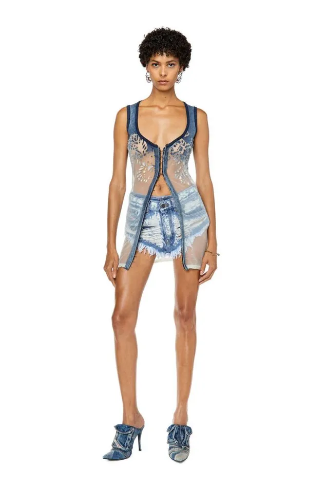 Women DeNalur Light Blue Diesel Trousers And Shorts