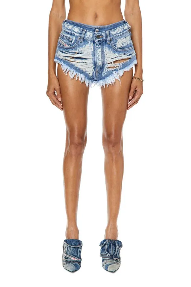 Women DeNalur Light Blue Diesel Trousers And Shorts Women DeNalur Light Blue Diesel Trousers And Shorts