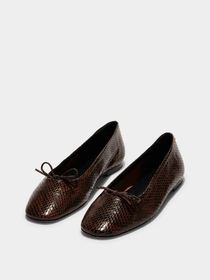 Women Delfina SnakeEffect Leather Ballet Flats Aeyde Ballet Flats