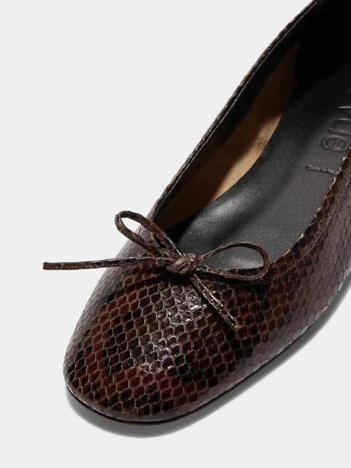 Women Delfina SnakeEffect Leather Ballet Flats Aeyde Ballet Flats