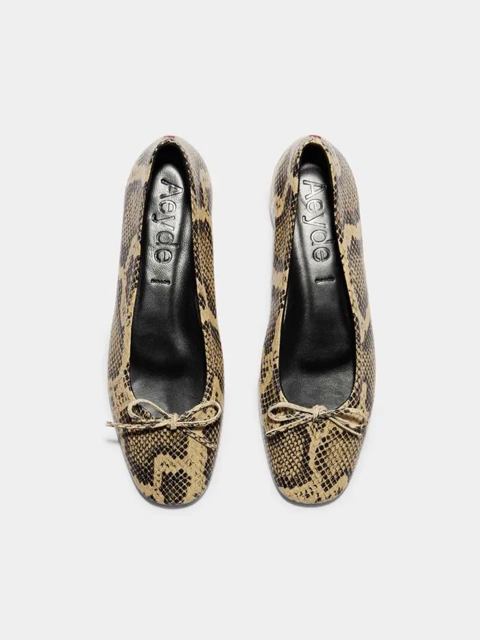 Women Delfina SnakeEffect Leather Ballet Flats Aeyde Ballet Flats