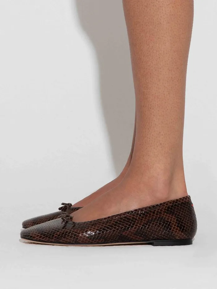 Women Delfina SnakeEffect Leather Ballet Flats Aeyde Ballet Flats