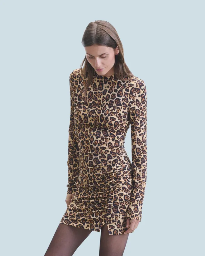 Women Dresses and Jumpsuits From Future Short Long Sleeve Jersey Dress Hot Leopard