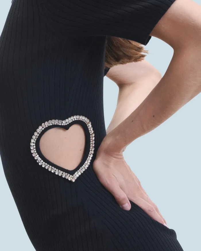 Women Dresses and Jumpsuits From Future Short Sleeve Short Dress Jewelery Heart Black