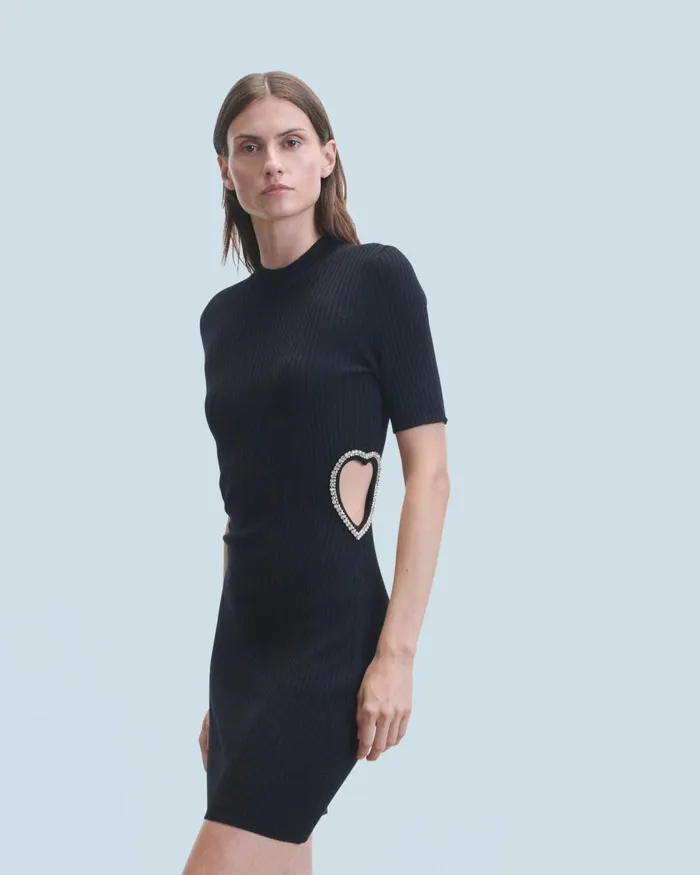 Women Dresses and Jumpsuits From Future Short Sleeve Short Dress Jewelery Heart Black