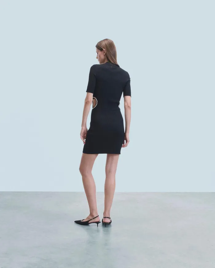 Women Dresses and Jumpsuits From Future Short Sleeve Short Dress Jewelery Heart Black