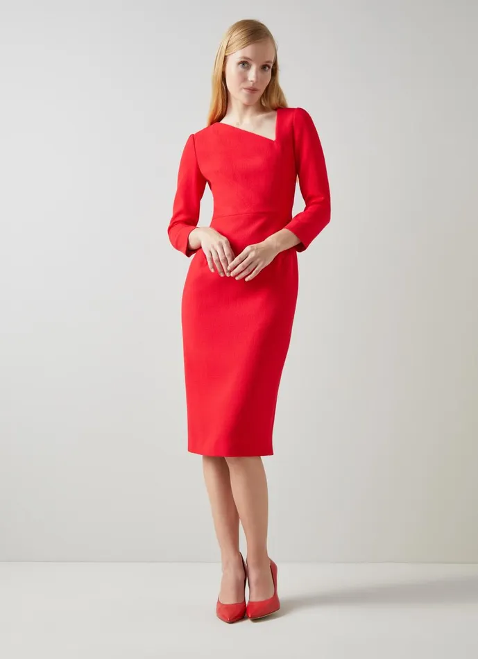 Women Dresses LKBennett Alexis Bright Red Wool Crepe Shift Dress Bright Red