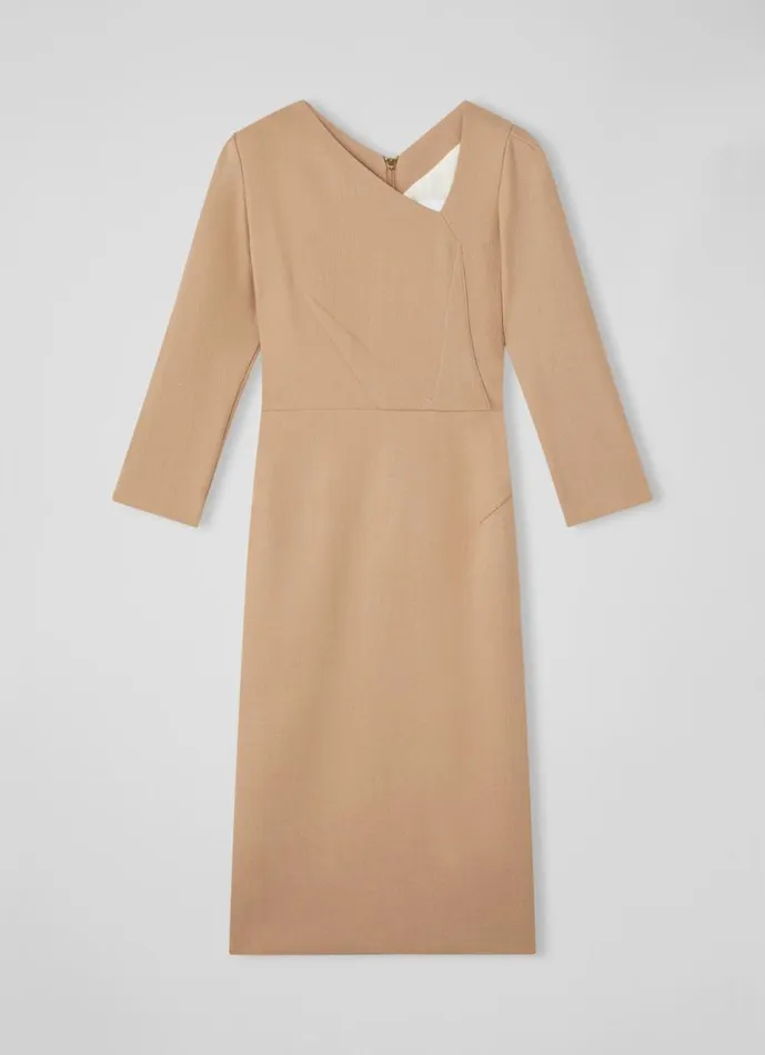 Women Dresses LKBennett Alexis Caramel Wool Crepe Shift Dress Natural Women Dresses LKBennett Alexis Caramel Wool Crepe Shift Dress Natural