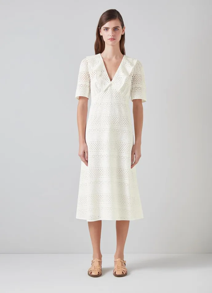 Women Dresses LKBennett Ella White Broderie Anglaise Dress White Women Dresses LKBennett Ella White Broderie Anglaise Dress White