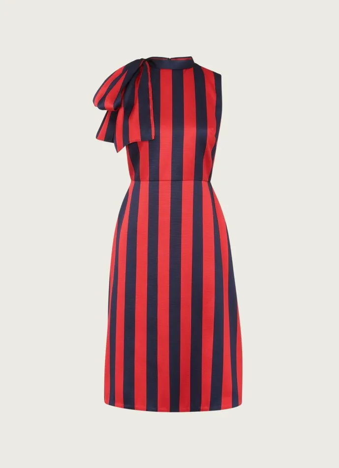 Women Dresses LKBennett Tiggy Navy And Red Stripe Bow Neck Dress Navy Multi Women Dresses LKBennett Tiggy Navy And Red Stripe Bow Neck Dress Navy Multi