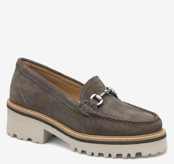 Women Emmalynn Bit Loafer Dark Grey Suede JohnstonandMurphy Mules and Loafers