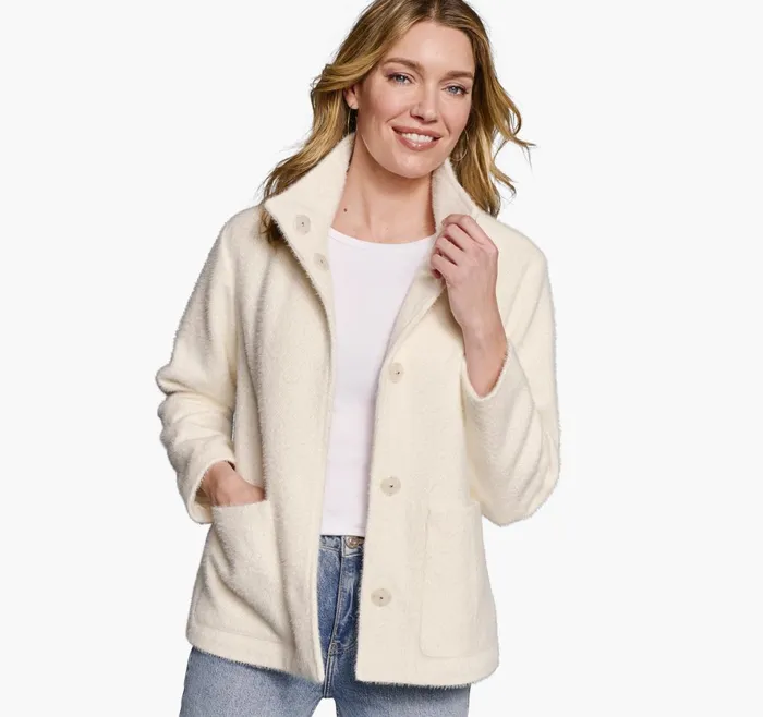 Women Eyelash Jacket Ivory JohnstonandMurphy Coats Jackets and Vests Women Eyelash Jacket Ivory JohnstonandMurphy Coats Jackets and Vests
